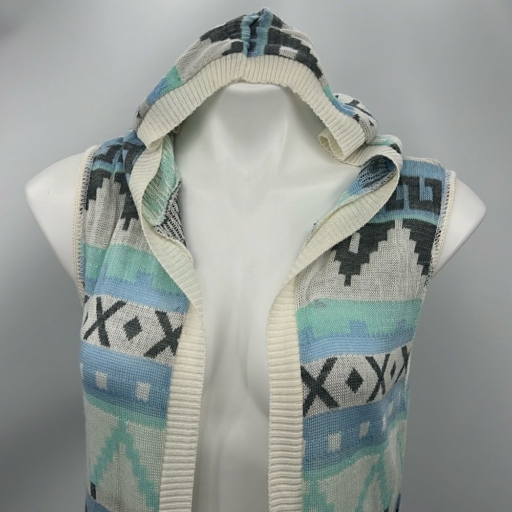 Say What medium native inspired print open cardigan hoodie